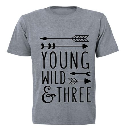 Young, Wild & Three - Arrow - Kids T-Shirt - Grey