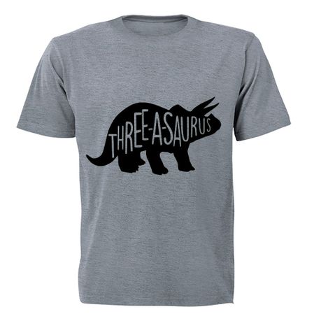 THREE-a-saurus - Kids T-Shirt - Grey