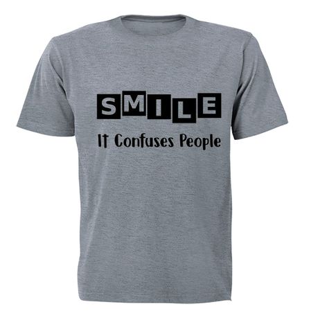 SMILE - it confuses people! - Kids T-Shirt - Grey