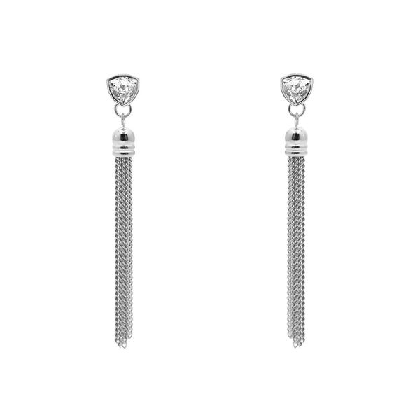 Aura Multi-chain Drape Crystal Earrings with Silver Plating