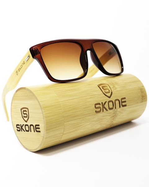 Skone Barbados UV400 Protection Bamboo Sunglasses - Brown