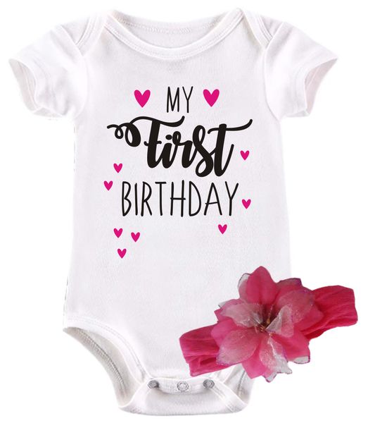 BTSN -My First Birthday baby grow &amp; headband