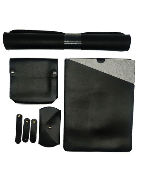 MacBook Pro 13" 5 in 1 Leather Microfiber Organiser Combo - Black