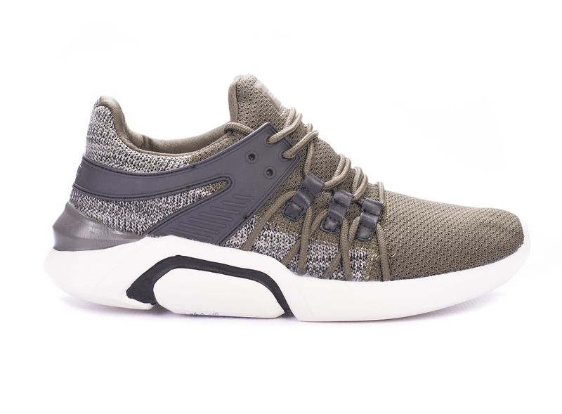 Enrico Coveri Men's Grid Sport Sneakers - Olive Green/Grey/White