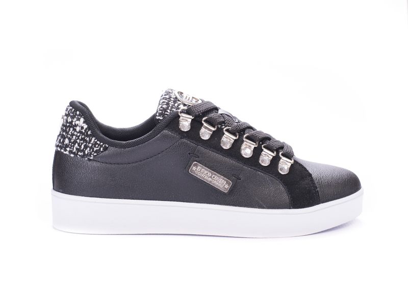 Enrico Coveri Women's Plaid Detail Sneakers - Black