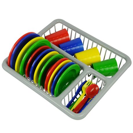 Greenbean Multi-Coloured Dinner Set in Drainer Rack 28 Pieces