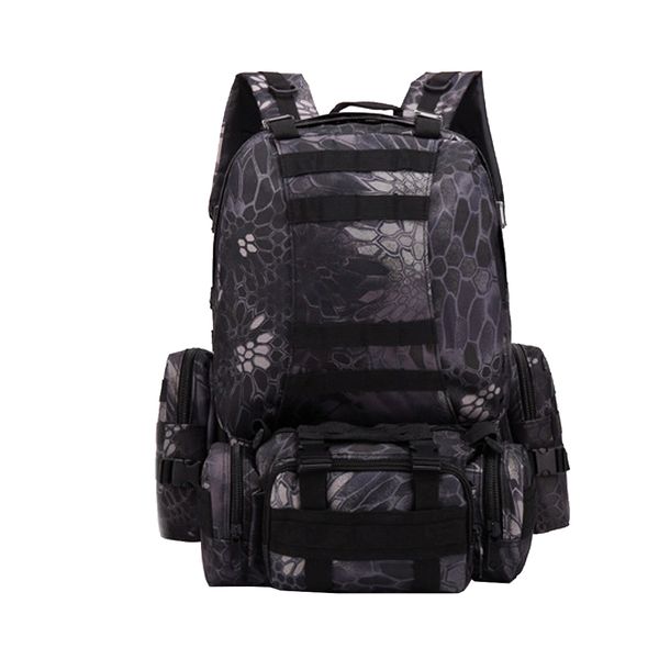 Tactical Military MOLLE Assault Backpack - Black Pattern (55L)