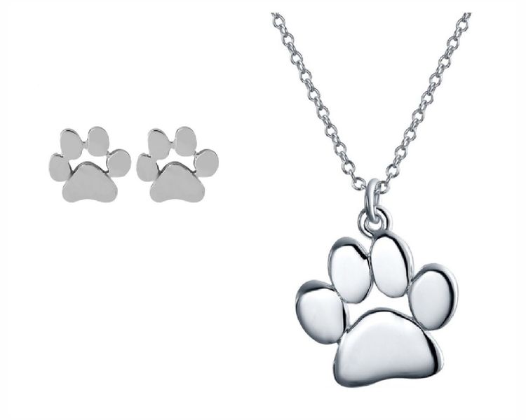 Cute Puppy Love Paw Set (Necklace &amp; Earrings)