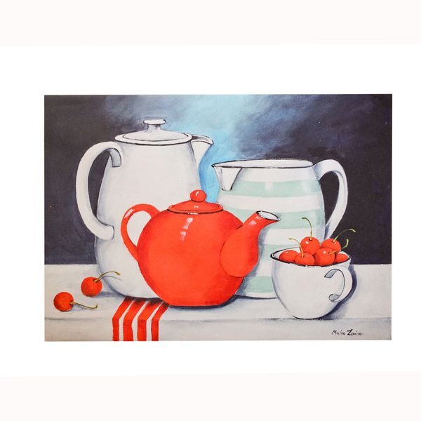 Republic Sourcing Disposable Paper Placemat Red Tea Pot Print