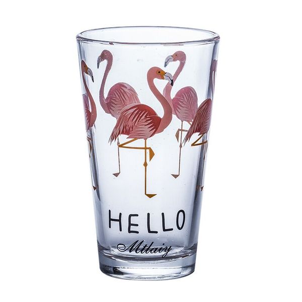 Gift Tribe Flamingo Glass Tumbler 14.5cm x 8.5cm 400-500ml