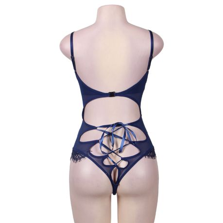 Edendiva's Sexy Lingerie Blue Lace Backless Bustier Teddy, Shop Today. Get  it Tomorrow!