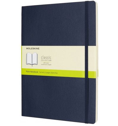 Moleskine Classic Notebook, Extra Large, Plain, Sapphire Blue, Soft Cover (7.5 X 10)