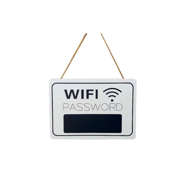 WiFi Password Wooden Hanging Chalkboard Sign - White