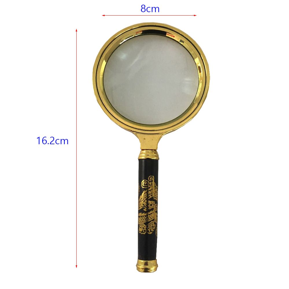 Handheld 10x Magnifying Glass Reading High Definition Illuminated Magnifier, Gold