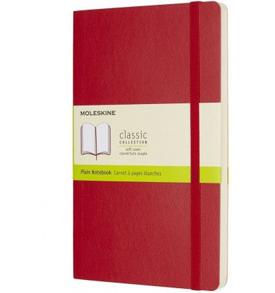 Moleskine Classic Notebook, Large, Plain, Scarlet Red, Soft Cover (5 X 8.250)