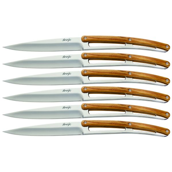 Deejo Steak Knives Mirror Finish/Olive Wood