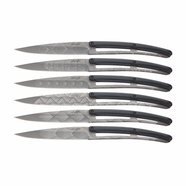 Deejo Steak Knives Titanium Finish/Paperstone
