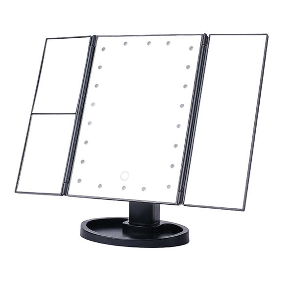 Lighted Makeup Mirror with 22 LED Lights &amp; 3X/2X/1X Magnification - Black