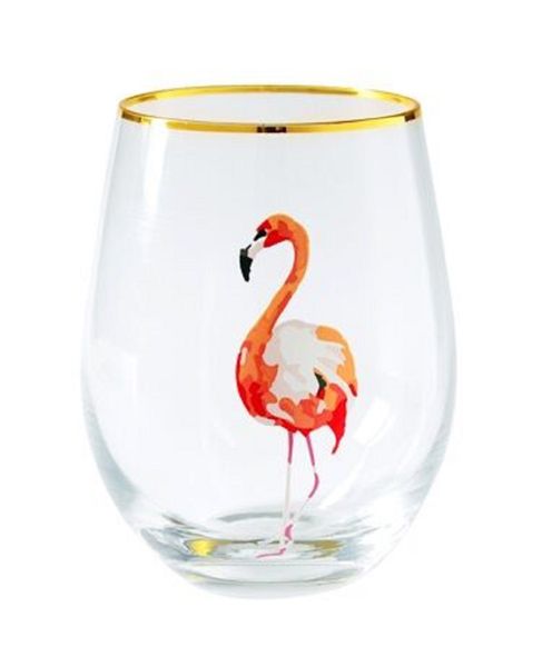 Gift Tribe Gold Rim Flamingo Cocktail Glass - 300-400ml