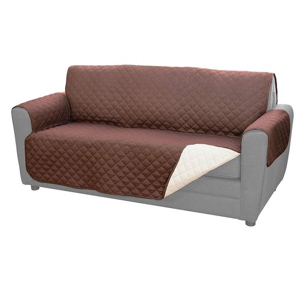 Convenient Reversible Sofa Cover-Brown-Cream