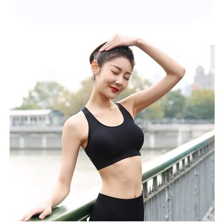 Women‘s Wireless Sports Bra for Fitness Gym Running and Yoga - Padded Push  Up with Hollow Mesh Design