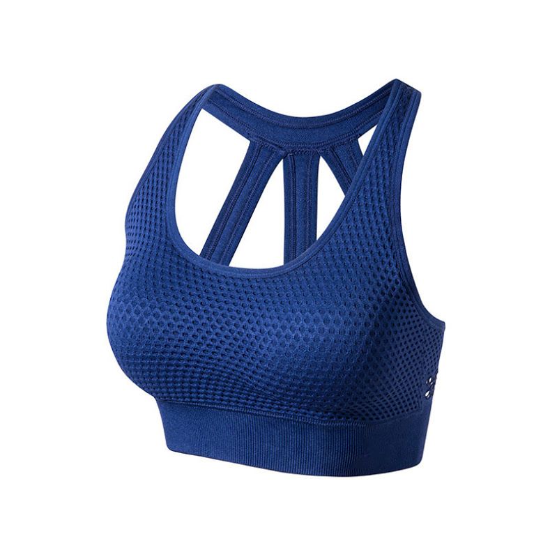 Lucylizz Shockproof Mesh Hollow Out Sports Fitness Gym Bra – Blue ...