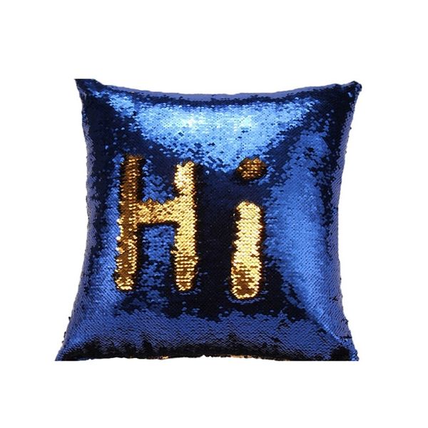 Mermaid Colour Changing Sequin Pillow Cushion - Blue &amp; Gold