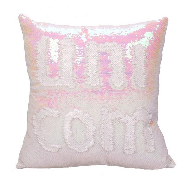 Mermaid Colour Changing Sequin Pillow Cushion - White &amp; Iridescent