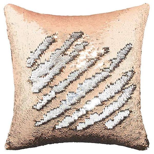 Mermaid Colour Changing Sequin Pillow Cushion - Champagne &amp; Silver