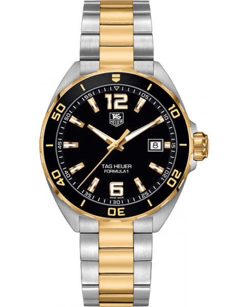 Tag Heuer Formula 1 Quartz Black Dial Steel &amp; Gold Polished Men's Watch