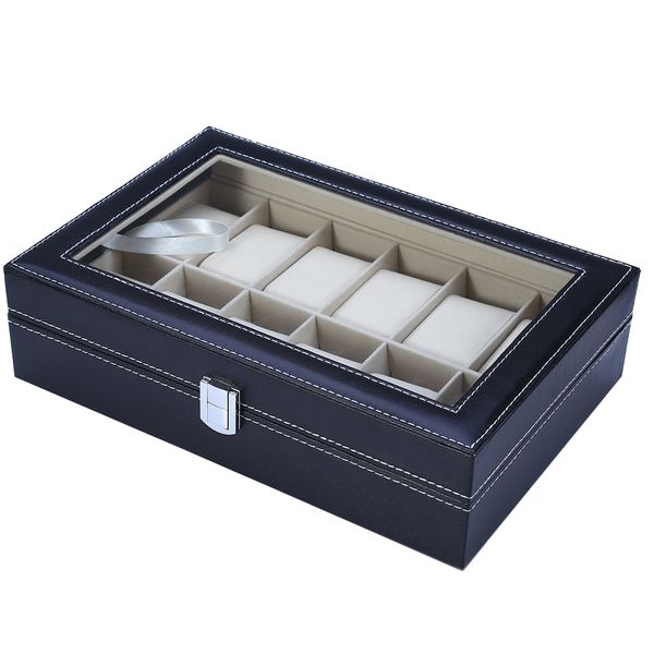 PU Leather Watch Display Case - 12 Slot