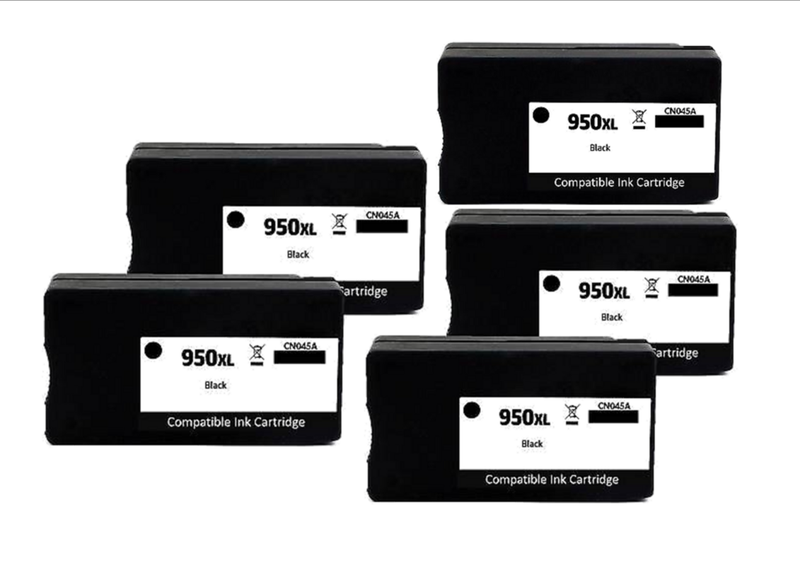 5 x HP 950XL Black Generic Ink Cartridge (CN045AE)