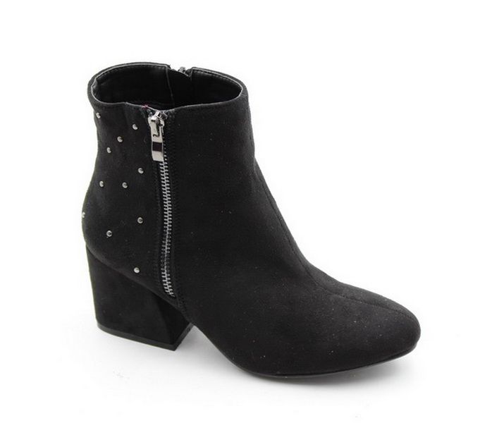 Lamara Crystal Micro Block Heel Ankle Boot Black