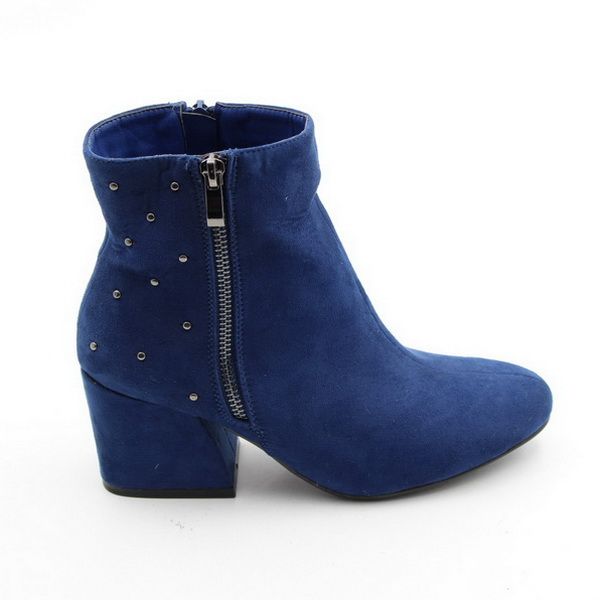 Lamara Crystal Micro Block Heel Ankle Boot Navy