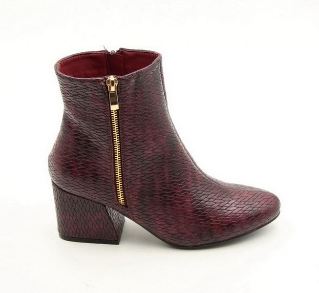 Lamara Lady Gaga Block Heel Ankle Boot Wine