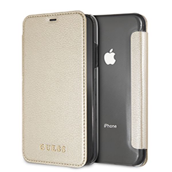 GUESS - Flip Case With Transparent Back iPhone XR Gold
