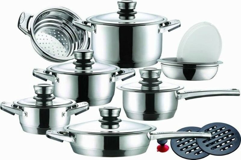 Leopard German Designed 16-Piece Stainless Steel Cookware Set