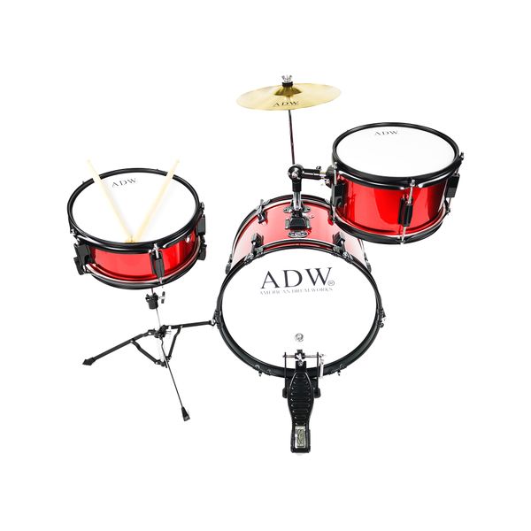 ADW 3Pc Junior Drum Set W/Cymbal-Red