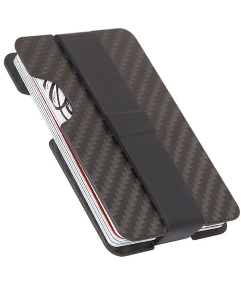 Minimalist Wallet &amp; Card Holder RFID Blocking Elastic Band - Carbon Fibre