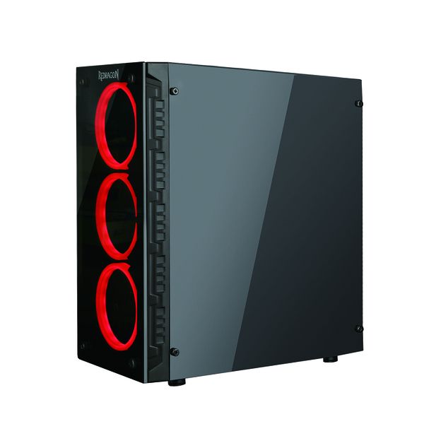 Redragon Trailbreaker 3XRGB Led Tempered Glass Front Gaming Chassis - Black