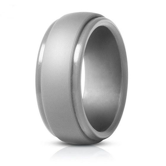 Men's Silicone Wedding Ring - Light Grey (Size: 19,76mm)