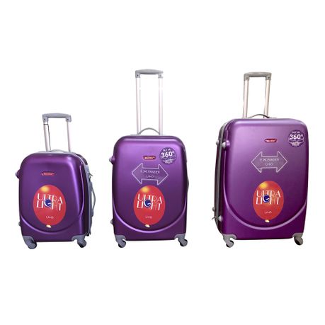 purple 3 piece luggage set