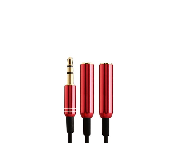 Y Splitter 1 Male to 2 Female 3.5mm Jack Adapter for Earphone Adapter Red