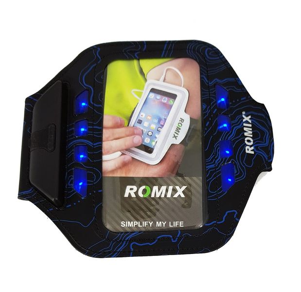 SmartPhone Arm Band Romix LED - 4.7inch - Black/Blue