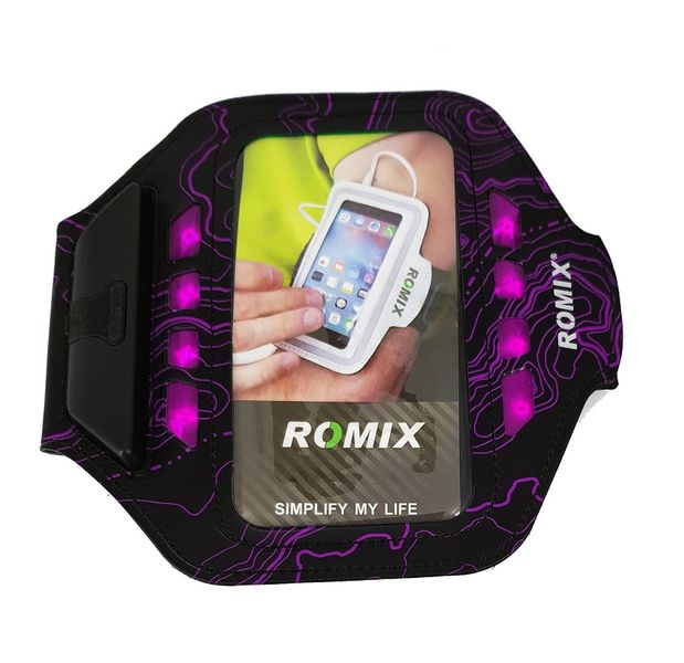 SmartPhone Arm Band Romix LED - 5.5inch - Black/Pink