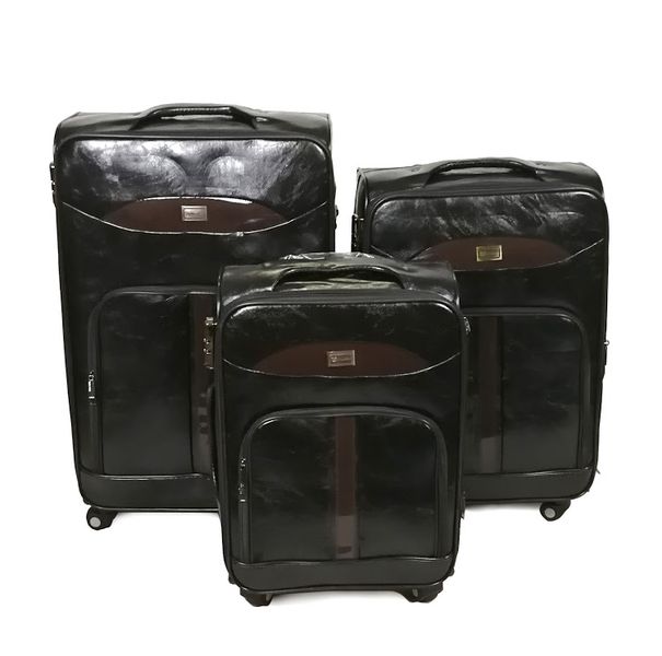 Mooistar Set of 3 PU Leather Travel Suitcases Luggage 28'24'25'inch-Coffee