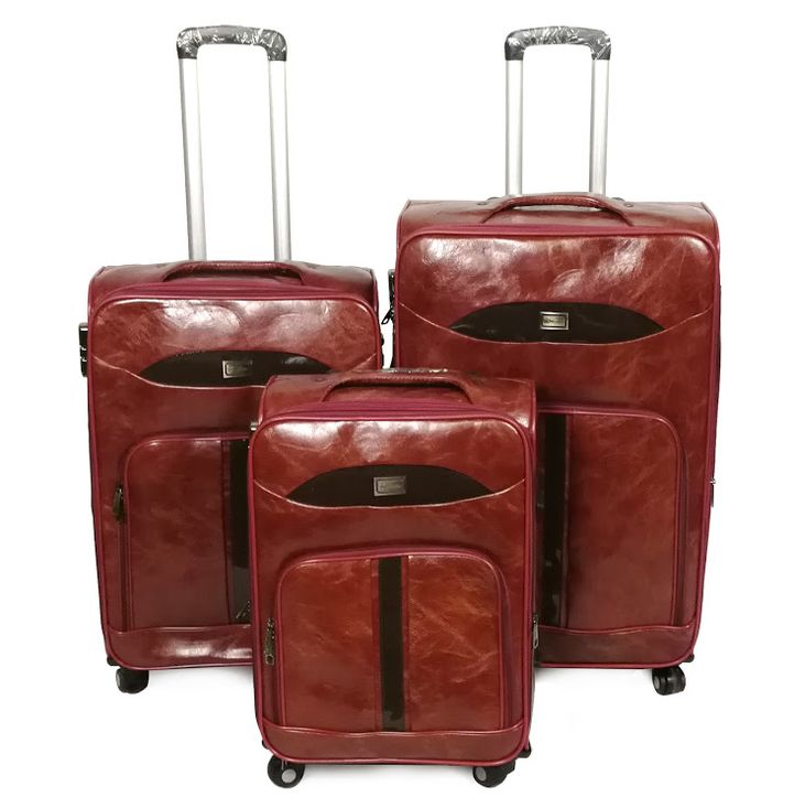Mooistar Set of 3 PU Leather Travel Suitcases 28'24'23'inch-Red | Shop ...
