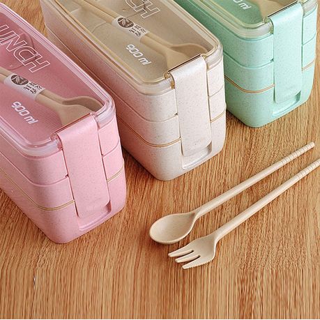 Portable Bento Box, 3-layers Lunch Box, 3-in-1 Compartment