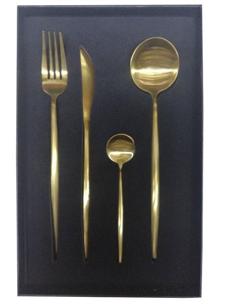 Exclusive Full Gold Designer Utensils - Table Spoon, T-Spoon, Knife, Fork
