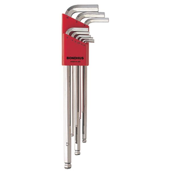 Bondhus Ball End L-Wrench 9Pc Set Extra Long 1.5-10mm Briteguard Finish